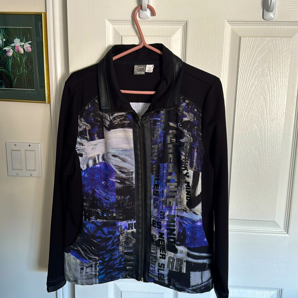 Sz XL Dolcezza Black and Purple Knit Jacket